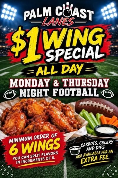 Palm Coast Lanes $1 Wings (Minimum 6)